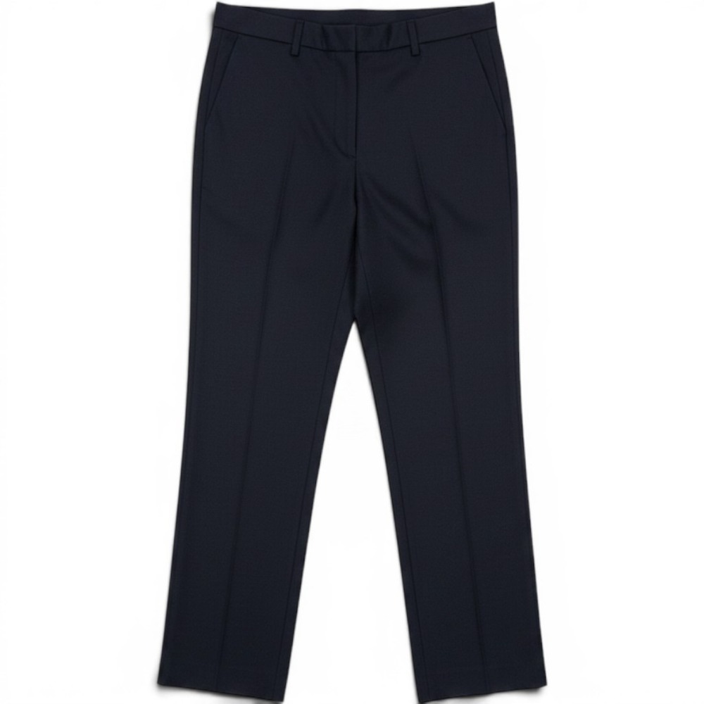MM.LaFleur Trousers Womens 12 Navy Blue Wool Straight Leg Professional Work Pant